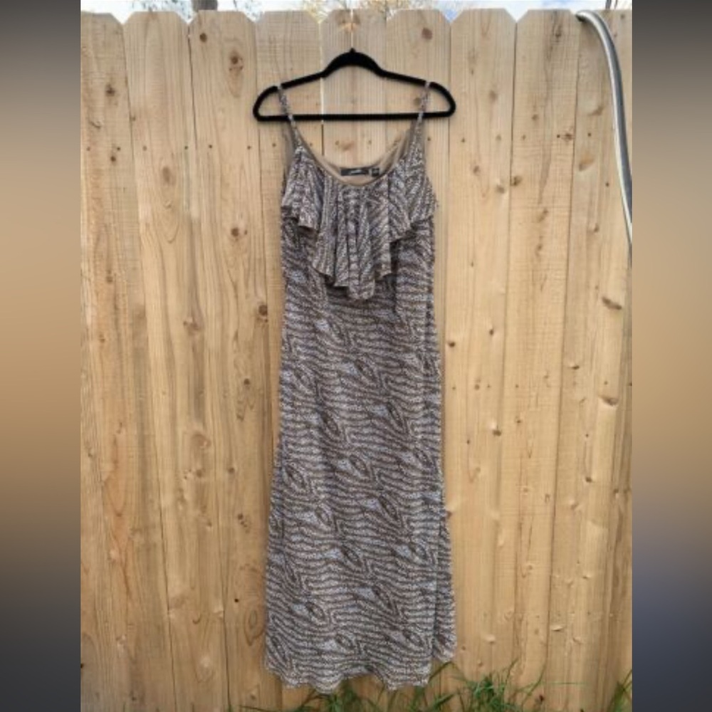 Essentials by Milano Maxi Dress Cheetah Print Ruffle Size Y2k Long